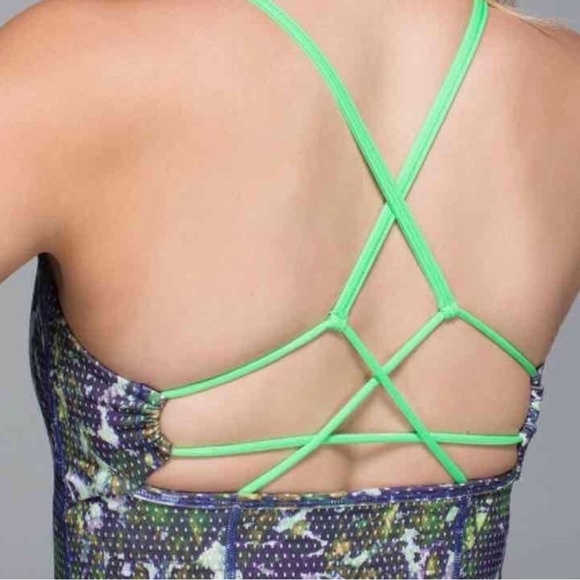 Lululemon Dancing Warrior Tank Floral Sport White Multi Pistachio 4 Dots - Picture 4 of 8